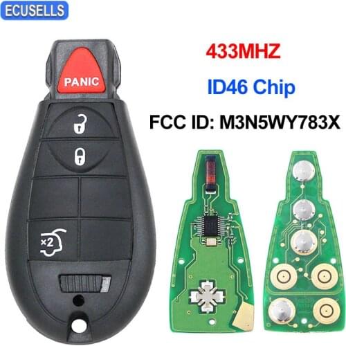 3+1/4 Button Remote Car Key ID46 PCF7941 Chip for Jeep Grand Cherokee Commander 2008 2009 2010 M3N5WY783X, IYZ-C01C