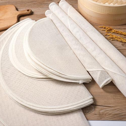 5pcs Round Bamboo Steamer Paper Steaming Papers Household Cotton Steamer Cloth Non-stick Cage Drawer Steamer Pad