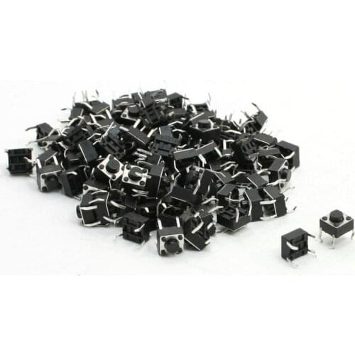 6mmx6mmx5mm Round Button 4P DIP PCB Momentary Tact Tactile Switch 100 Pcs