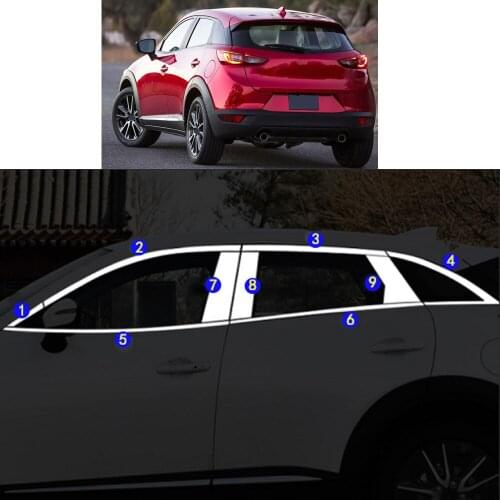 Car Sticker Garnish Pillar Window Middle Strip Trim Frame Hoods For Mazda CX-3 CX3 2017 2018 2019 2020 2021