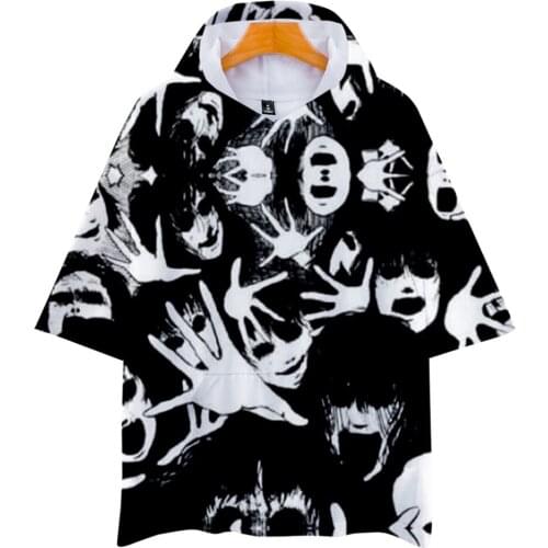 Junji Ito 3D Printing Anime Hooded T Shirt Cosplay Men/Women Spring Summer Short Sleeve Streetwear T-shirt Casual Brand T Shirts