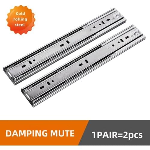 Cold Rolling Steel Mute Drawer Slide Rail Drawers Soft Close Sliding Track Three Section Damping Cabinet Slides Furniture Tracks