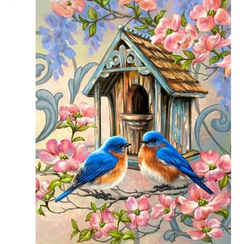 Full Square drill 5D DIY Diamond embroidery Hut with birds Diamond Painting Cross Stitch Rhinestone Mosaic decor gift