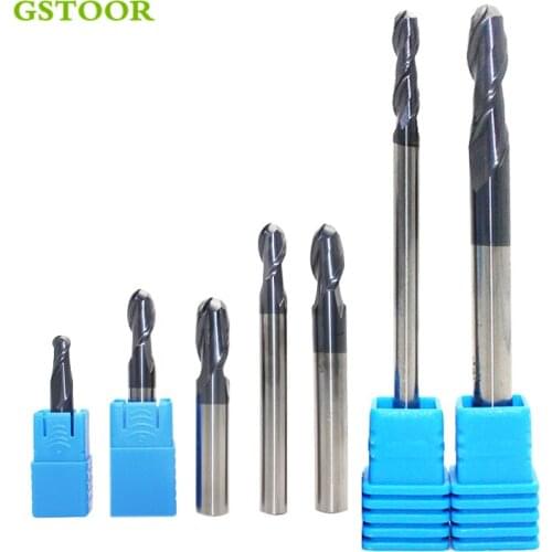 1PC HRC45 Ball Nose End Mill 2 flutes R5 CNC End Milling Cutter for metal face and slot machining coated end mills