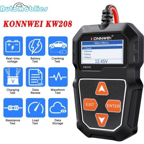 KONNWEI KW208 Car Battery Tester 12V 100 to 2000CCA Cranking Charging Circut Tester Battery Analyzer 12 Volts Battery Tools