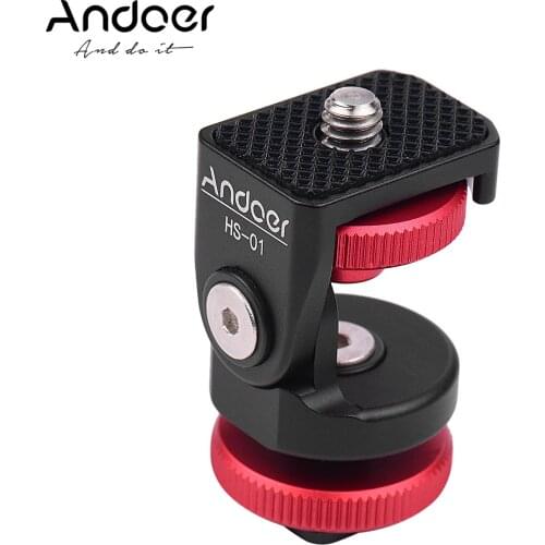 Andoer HS-01 Aluminum Alloy Cold Shoe Mount Adapter Bracket Holder for LED Light Video Monitor DSLR Camera with 1/4 Inch Screw