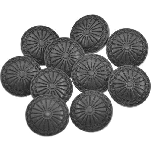 Lychee Life 10 Pieces Round Carved Flower Shank Button Shield Design Jeans Button DIY Sewing Craft 23mm