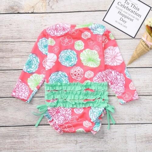 Cartoons Toddler Baby Girl Swimwear Kids Floral Print Bikini Swimsuit Beach One Piece Biquini Infantil Menina Maillot De Bain