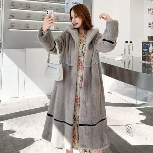 N home import velvet mink coat female whole sable long belt petals bump color mink fur cap sable hair coat