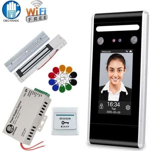 Wifi TCP/IP Face Access Control Kit Set Biometric Attendance Sytem RFID Keypad Reader + Power Supply+ Electronic Lock Door Locks