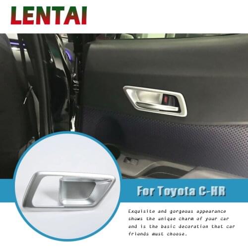 LENTAI Auto Car Door Bowl Handle Frame Trim Stickers Styling For Toyota CHR C-HR 2018 2017 2016 Inner Decoration Accessories