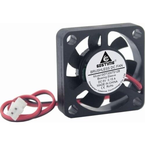 Gdstime 10 pcs 30mm x 7mm Small Cooler Fan 5V DC Brushless Mute Cooling Fan 30x30x7mm 2.0 2Pin 3cm 3007