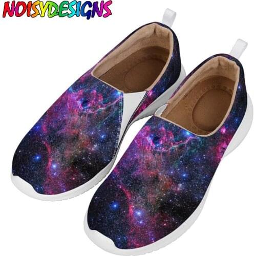 NOISYDESIGNS 3D Universe Galaxy Printing Women Flats Shoes Spring Comfortable Slip On Walking Sneaker Female Casual Sneakers