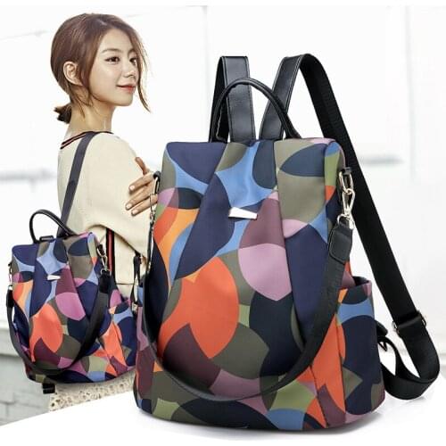 2020 new backpack Korean version Camo tide backpack female printing small backpack waterproof Oxford travel backpack