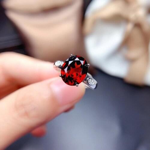 2020 new natural garnet gem ring for women silver jewelry real 925 silver good gem facet color party gift lucky birthstone