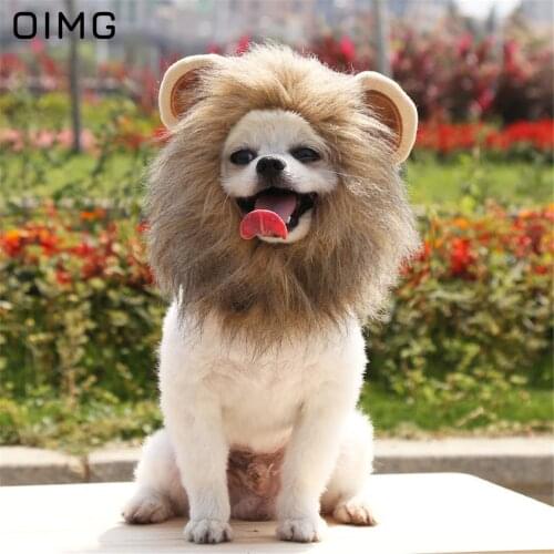 OIMG Pets Dog Hats Accessories For Dogs Cap Funny Lion Cosplay Dog Halloween Costume Dress Up Adjustable Puppy Hat Head wear
