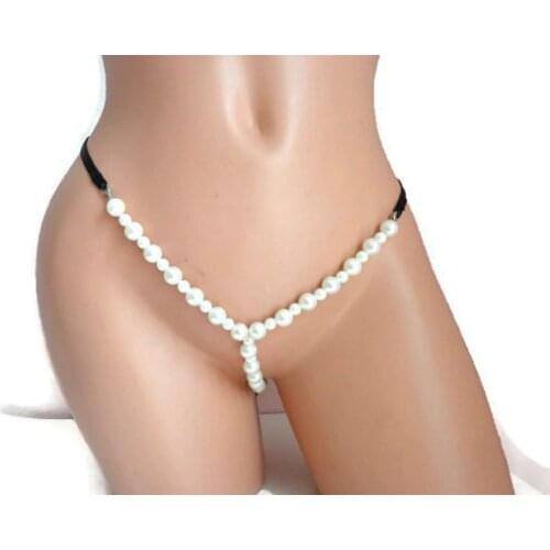 Skimpy Sexy Womens Crotchless Pearl Panties Girls Lingerie Thong Exotic Underwear Nuisette Pants Lady Knickers