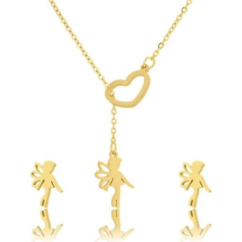 Cartton Girl Pendant Necklace For Women Girl Gold Chain Collar Female Shining Best Quality Party Jewelry Gift Wholesale 45cm/set