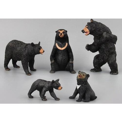 Plastic Wild Life Black Bear Animal Figure Model Toys Kids Gift