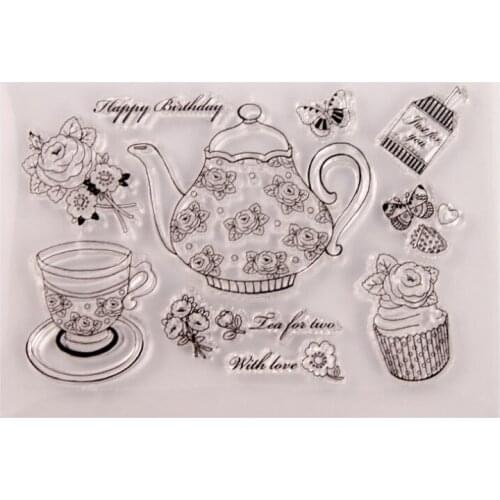 Teapot Birthday Transparent Clear Silicone Stamp Seal Cutting DIY Scrapbooking Rubber Coloring Embossing Diary Decor Reusable