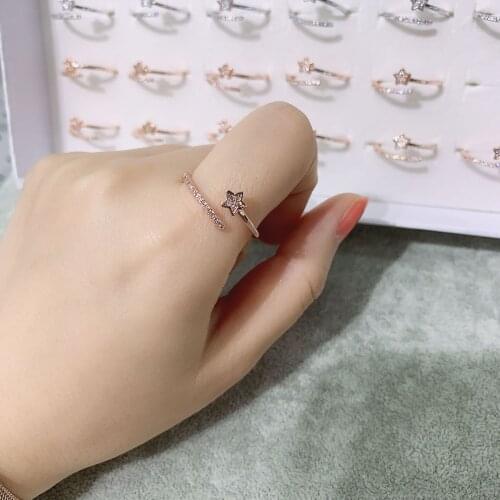 Romantic Wedding Accessories Open rings Rose Gold Silver Color Crystal Finger Rings Women Engagement Jewelry Birthday Gift