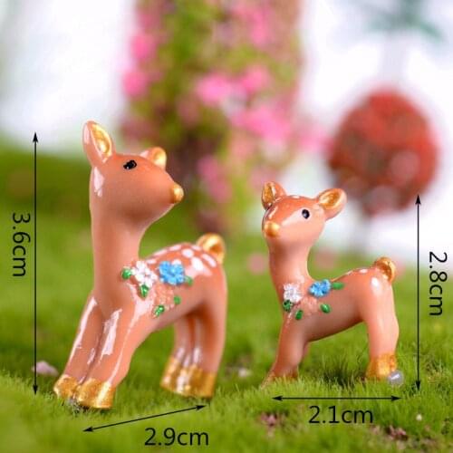 Christmas Deer Animal Mom Child Fairy Garden Ornament DIY Cake Decor Miniatures Dollhouse Home Decoration Mini Craft