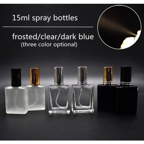 10/20/30pcs15ml Perfume Bottles Glass Spray Bottles Frosted/ Dark Blue /Clear Empty Bottles Mist Spray Bottle Dispenser Atomizer