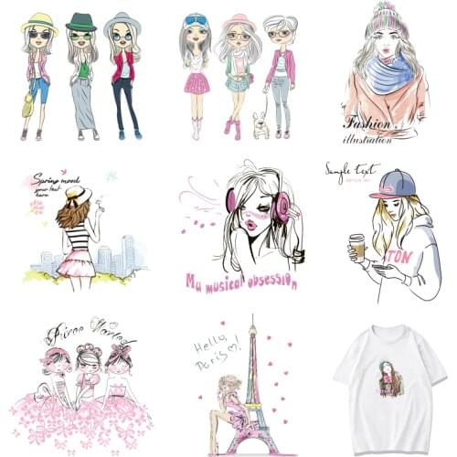 Iron-on Transfers for Ironing Clothing Patches on Clothes Thermo Transfer Stickers Diy Fashion Lady Patch Textile Vinyl Stripe A