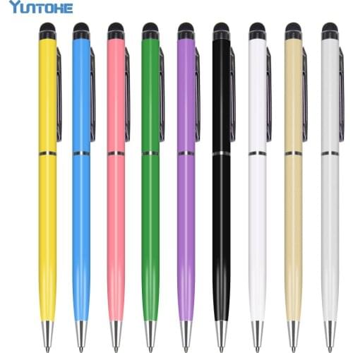 High quality 0.7MM Refill 2 In 1 Capacitive Touch Screen universal Stylus Ball Point Pen For Touch Screen 100pcs/Lot