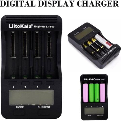 Liitokala Lii-500 18650 LCD Display Charger 26650 21700 14500 10440 4 Slots NiMH li-ion Smart Universal Battery Charger
