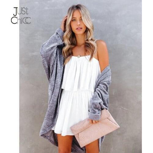 Justchicc Ruffles White Summer Playsuit For Women Pleated Spaghetti Strap Holiday Beach Rompers Chiffon Bohemian Jumpsuit