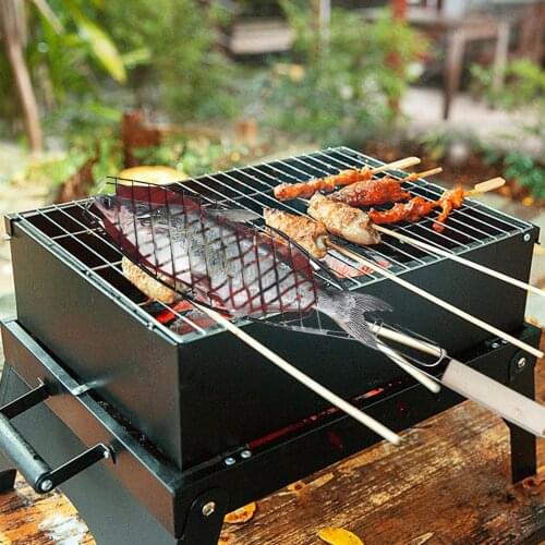 1pc Fish Grill Basket BBQ Fish Barbecue Accessories Grilling Basket Grill Net Steak Meat Vegetable Holder Tools