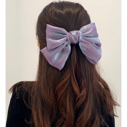 1PC Sweet Pearl Satin Bow knot Hair Clips Elegant Girls Alloy Hair Grips Hair Accessories For Women HeadWear Headdress