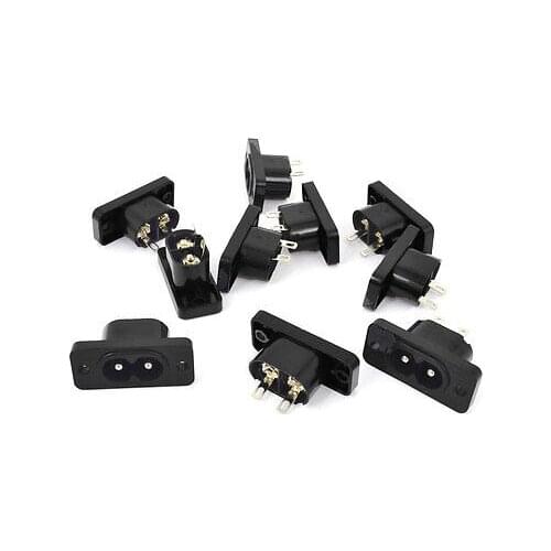 10 Pcs AC 250V 10A 2 Pole IEC320 C8 Power Inlet Socket Connector