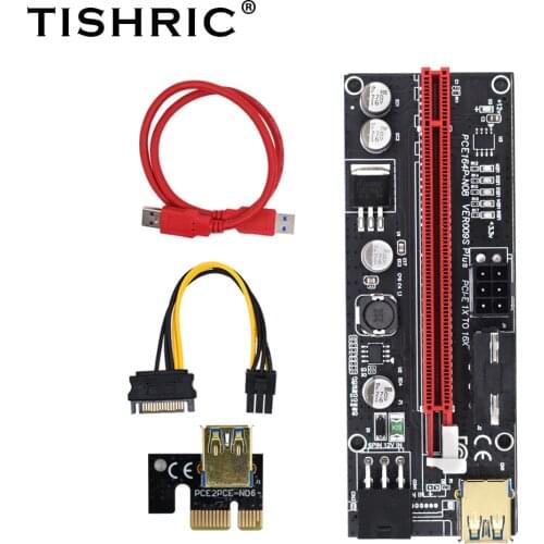 10Pcs VER009S Plus PCI-E Riser Card PCI Express 1X 4X 8X 16X Extender Adapter Sata 15Pin to 6 Pin Video Card BTC Mining Miner