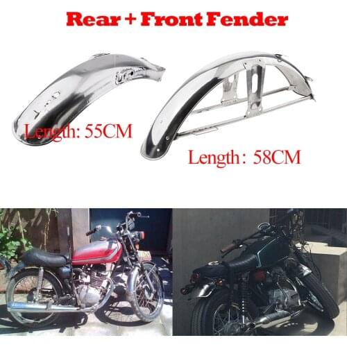 2pcs 58cm Front + 55cm Rear Back Splash Guard Mud Flap for Honda CG 125 - Stainless Steel