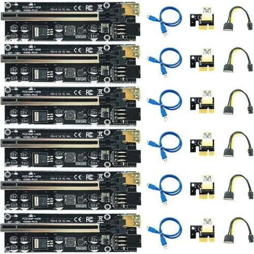 6PCS PCIE Riser 009S Plus Video Card Extension Cable Adapter Cabo Riser PCI Express X16 Riser PCIE X16 for Bitcoin Miner Mining