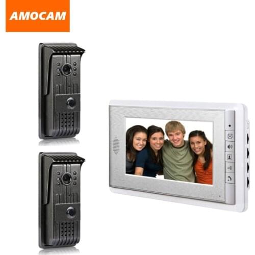 7" LCD Monitor 2 to 1 video door Phone DoorBell DoorPhone Intercom System Support Night vision