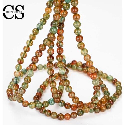 Natural Green Agates Stone Beads Round Loose Spacer Beads for Jewelry Making DIY Bracelet Charm Accessories 4/6/8/10/12 MM