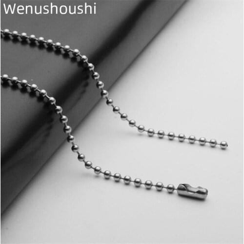 20pcs wholesale length 50/60/70/80cm thickness 2.4mm 1.6mm stainless steel beads chains diy jewelry making for necklaces fj060