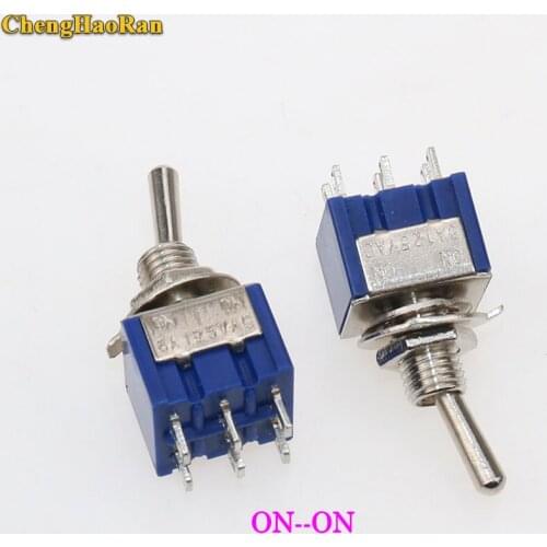 ChengHaoRan 2PCS MTS-202 DPDT Switch 6A 125V AC 6-Pin ON-ON Mini Toggle Switches For Switching Lights Motors