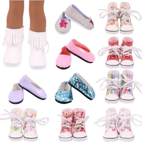 Color Canvas High-Top Shoes Leather Shallow Mouth Shoes For 14.5 Inch Wellie Wisher Doll & Paola Reina Doll & 1/6BJD, Doll Shoes