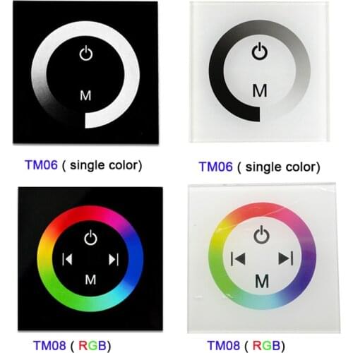 DC12V-24V wall mounted TM06 TM08 single color/ RGB led Touch Panel Controller glass dimmer switch for LED Strip light