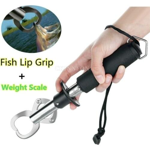 DHL 20PCS Creative Portable Stainless Steel Fish Lip Grabber Gripper Grip Tool Fishing Gear with Weight Scale 33 Lbs 15kg