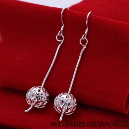 E167 Hot Sale High Quality Silver Color Fine Jewelry,sterling Jewelry Elegant Charms Fashion Snake Chain And Hollow Ball Earring