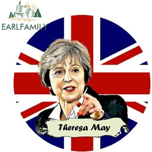 EARLFAMILY 13cm x 13cm Car Sticker Theresa May Fun Souvenir Novelty Decal Helmet Sticker Waterproof