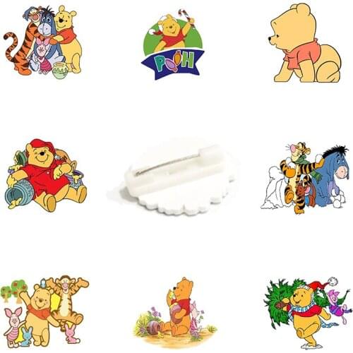 Disney Pooh Family Gathering Enamel Brooch Customized Acrylic Brooch Lapel Badge Jewelry Send Friends Child