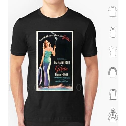 Gilda Rita Hayworth T Shirt Diy Big Size Cotton Movie Actress Up Sensual Boops Breast Booty Hot Womens Cougar Milf Long