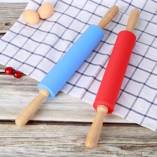 Baking tool 10 inch wooden handle cane Silicone non-stick flour noodle