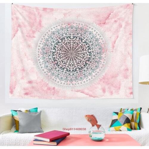 ICELAND MANDALA IN PINK tapestry Wall Hanging Tapestries for Living Room Beach Towel Blanket